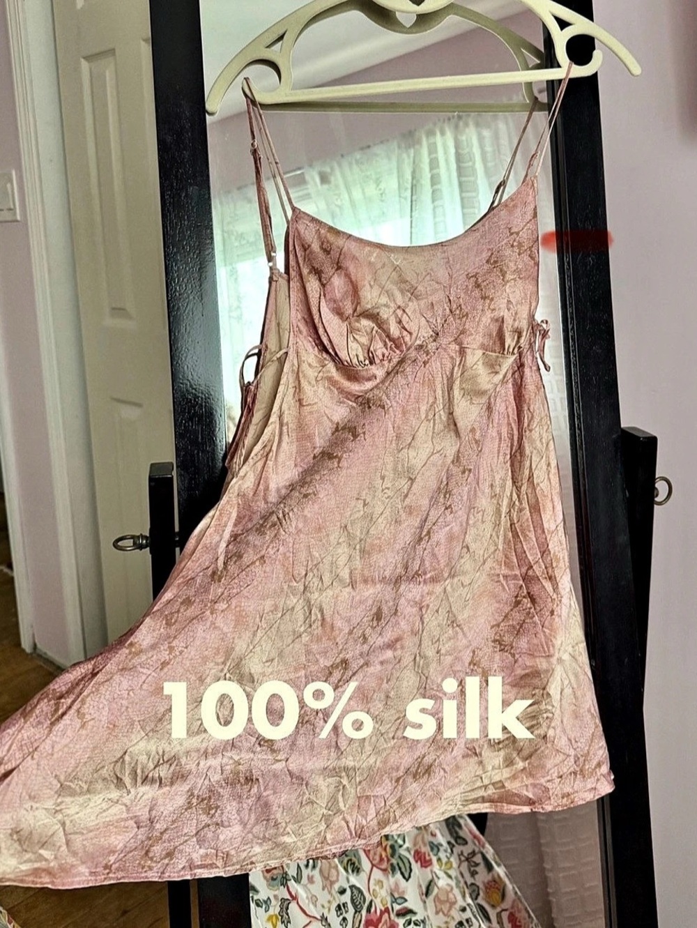 Real vintage Victoria's Secret silk mini slip dress in pink and gold